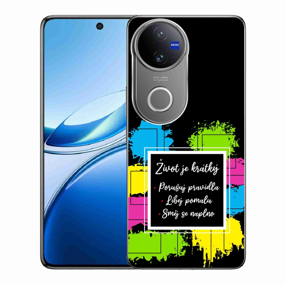 Gél borítás mmCase a Vivo V50 5G készülékre - Idézet 5 fekete háttér