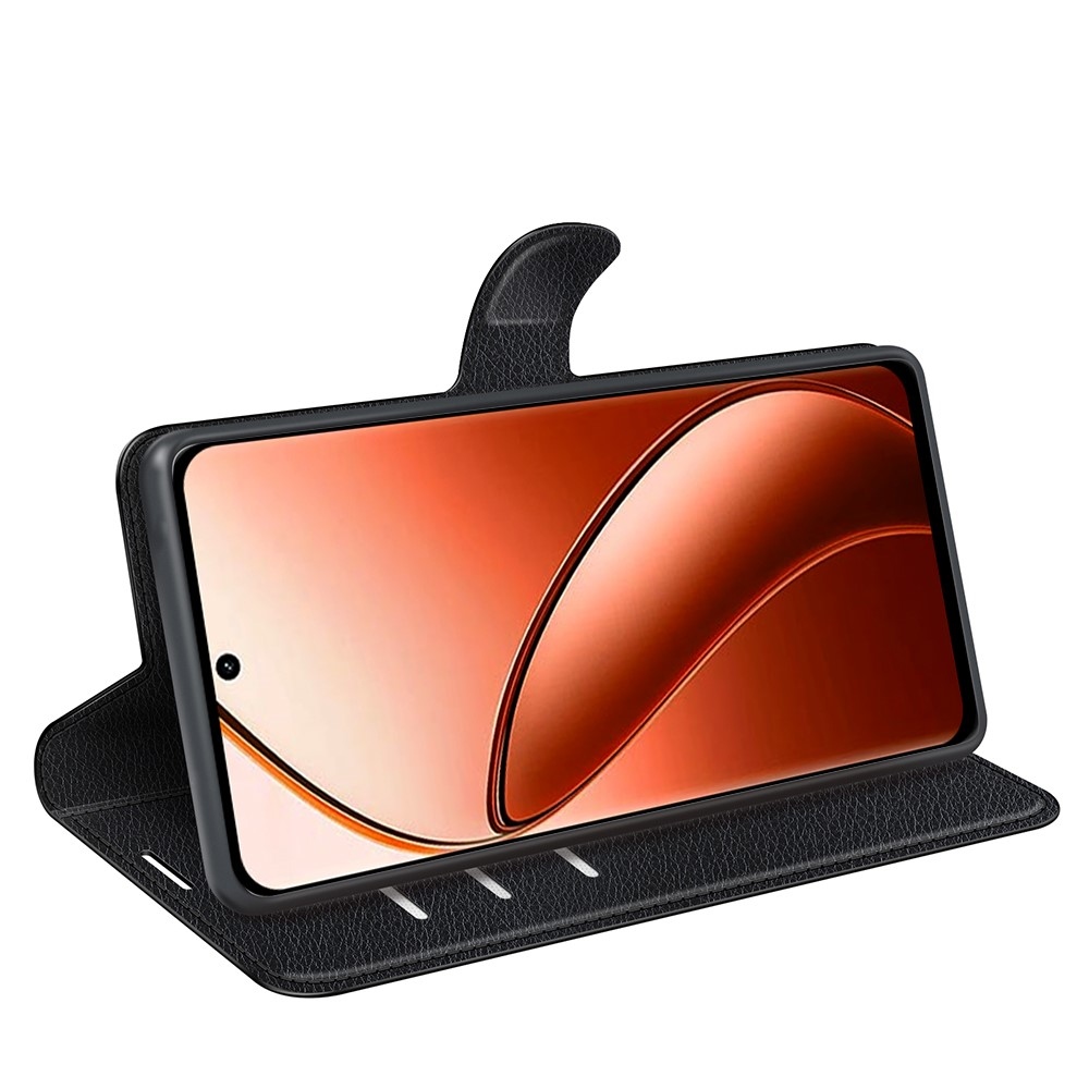 Litchi könyvtáska a Realme 12 Pro 5G/12 Pro+ 5G modellhez - fekete