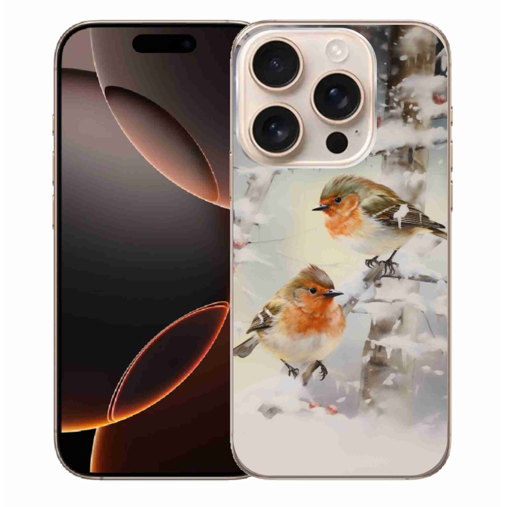 Zselés borítás mmCase iPhone 16 Pro Max készülékhez - madarak télen