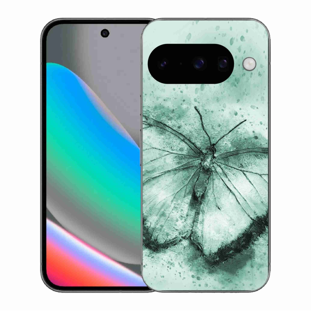 Zselés borítás mmCase a Google Pixel 10 számára - zöld pillangó