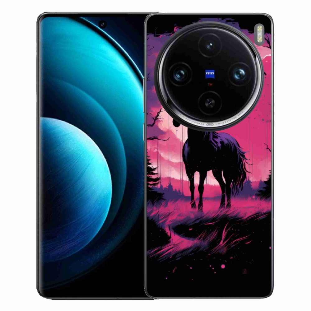 Zselés borítás mmCase Vivo X100 Pro 5G - fekete rajzfilm ló 1