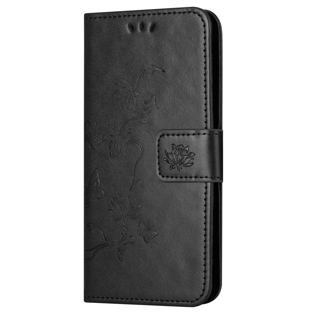 Virágos könyvtáska a Honor 200 Lite 5G-hez - fekete