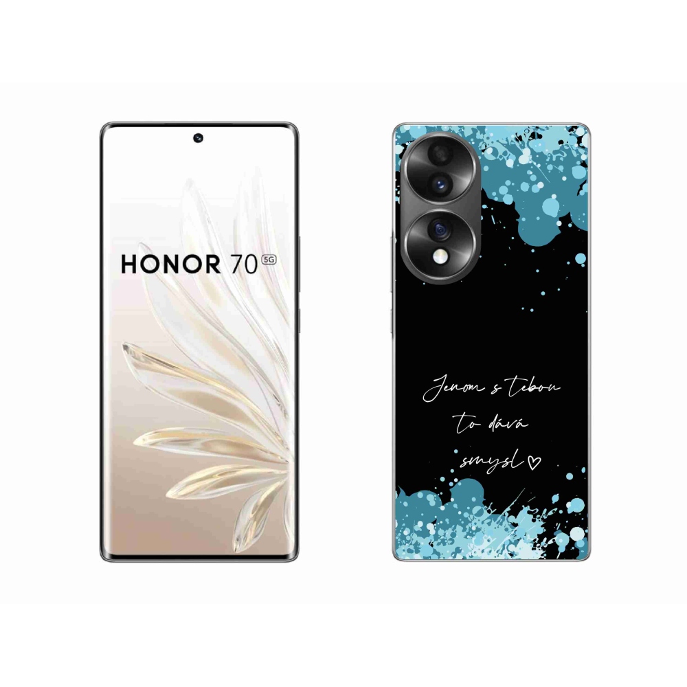 Gél borító mmCase a Honor 70-hez - szöveg szerelemben fekete háttérrel