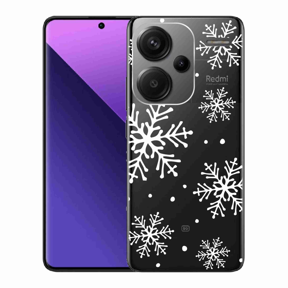 Gél borítás mmCase a Xiaomi Redmi Note 13 Pro+ 5G számára - fehér pelyhek átlátszó háttéren