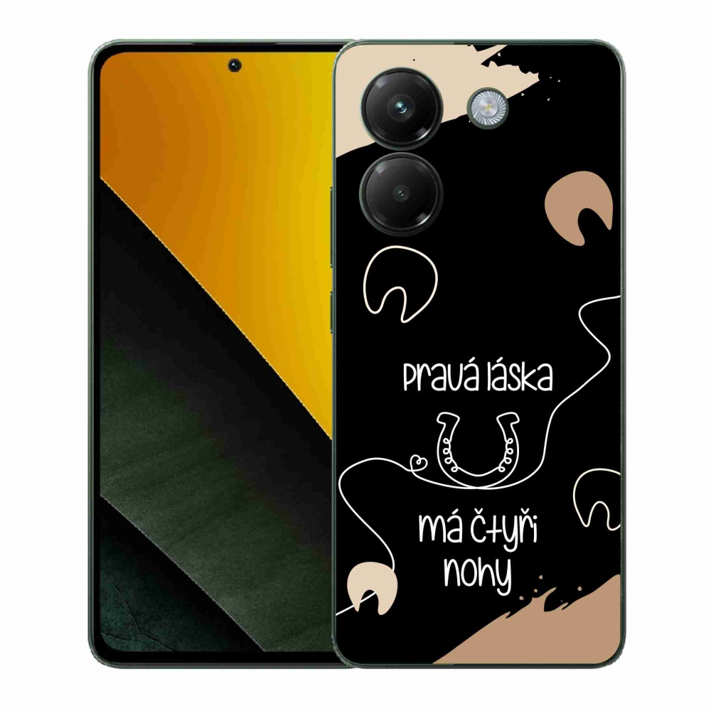 Gél borítás mmCase a Xiaomi Poco M7 Pro 5G számára - ló motívum fekete háttérrel