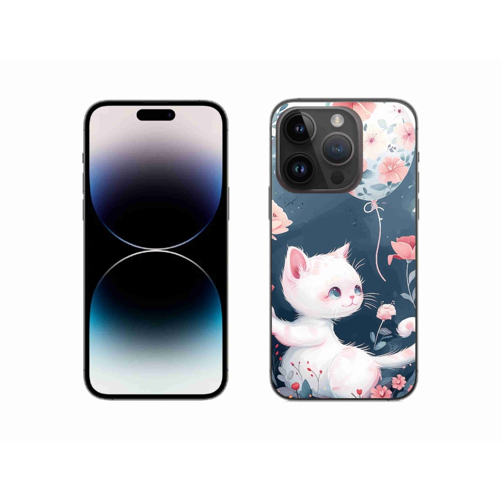 Gél borítás mmCase iPhone 14 Pro készülékhez - cica lufival