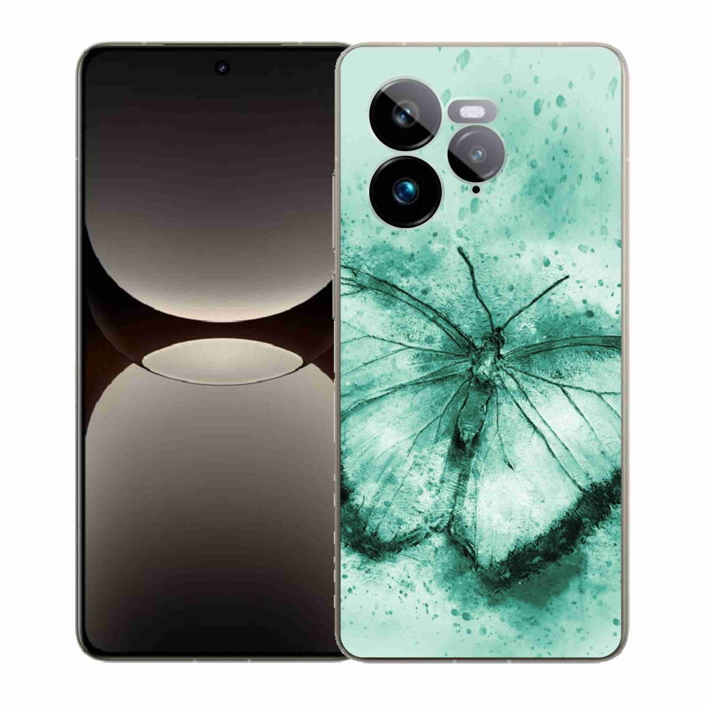 Zselés borítás mmCase a Realme GT 7 Pro 5G készülékhez - zöld pillangó