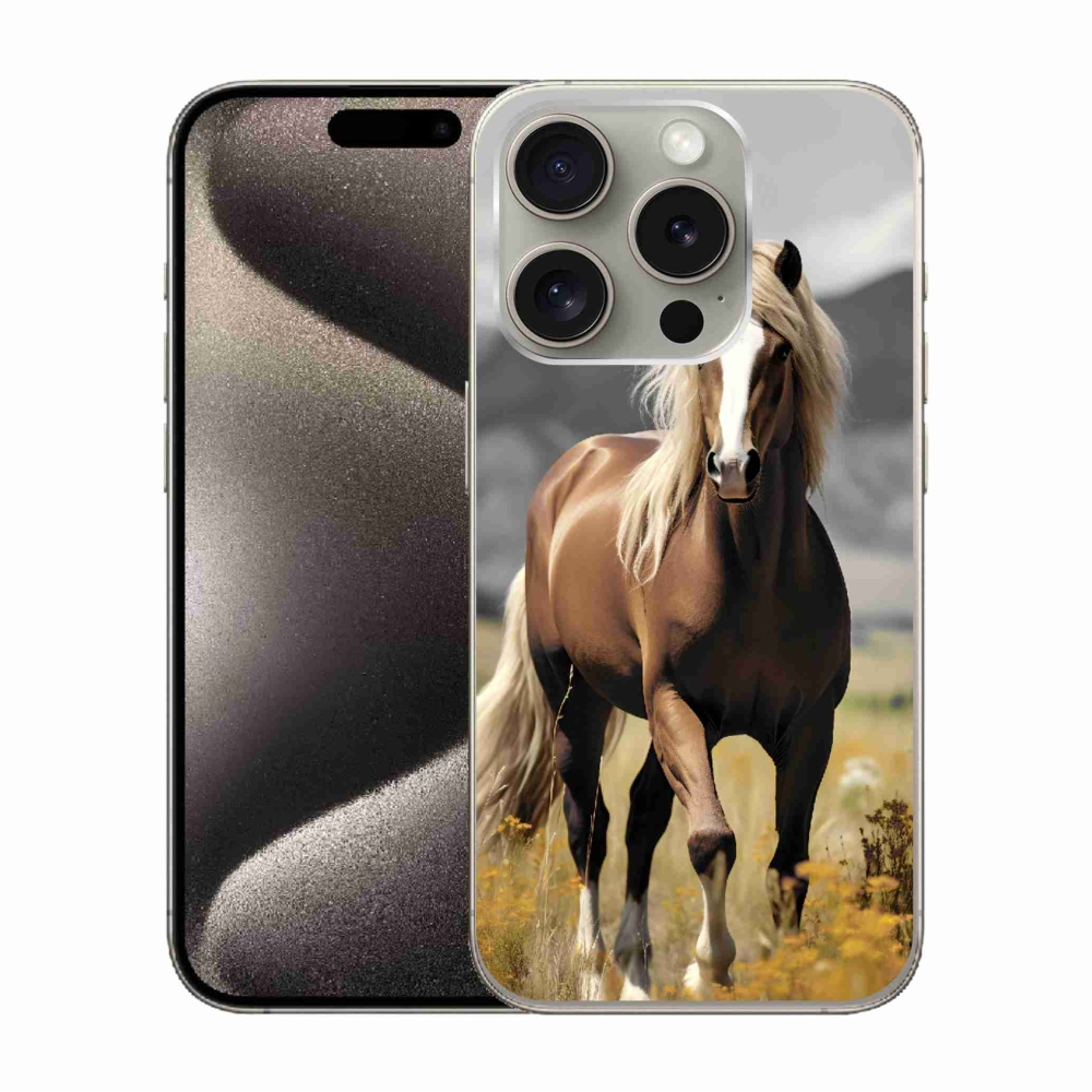 Zselés borítás mmCase iPhone 15 Pro készülékhez - barna ló 1