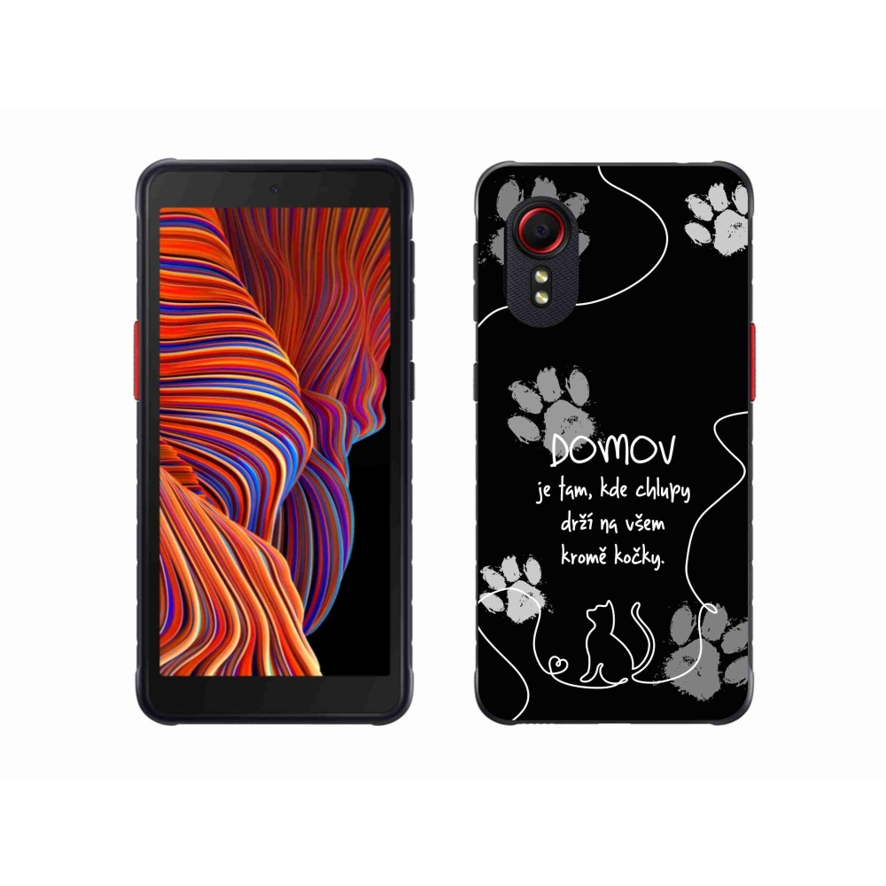 Gél borító mmCase Samsung Galaxy Xcover 5 készülékhez - macska motívum fekete háttérrel