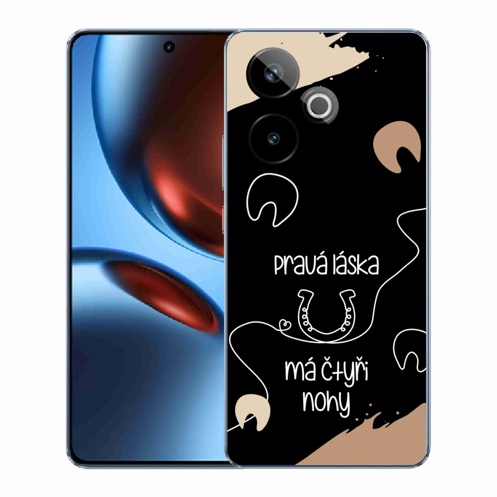 Rugalmas zselés tok mmCase képpel a Realme GT 7 5G/GT 7T 5G számára - ló motívum fekete háttérrel