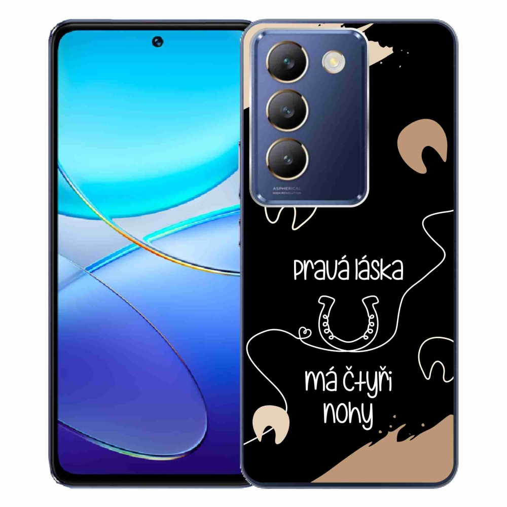 Gél borítás mmCase a Vivo V40 SE 4G/5G készülékhez - ló motívum fekete háttérrel