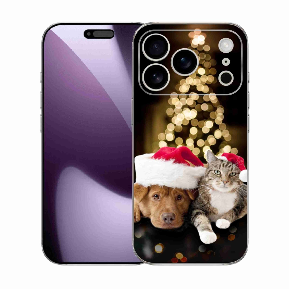 Gél borítás mmCase iPhone 17 Pro készülékhez - Karácsonyi kutya és macska