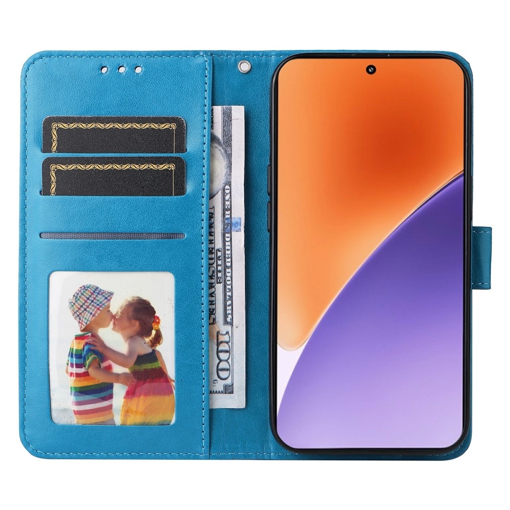 Napraforgó könyv tok Xiaomi 15-öshöz - kék