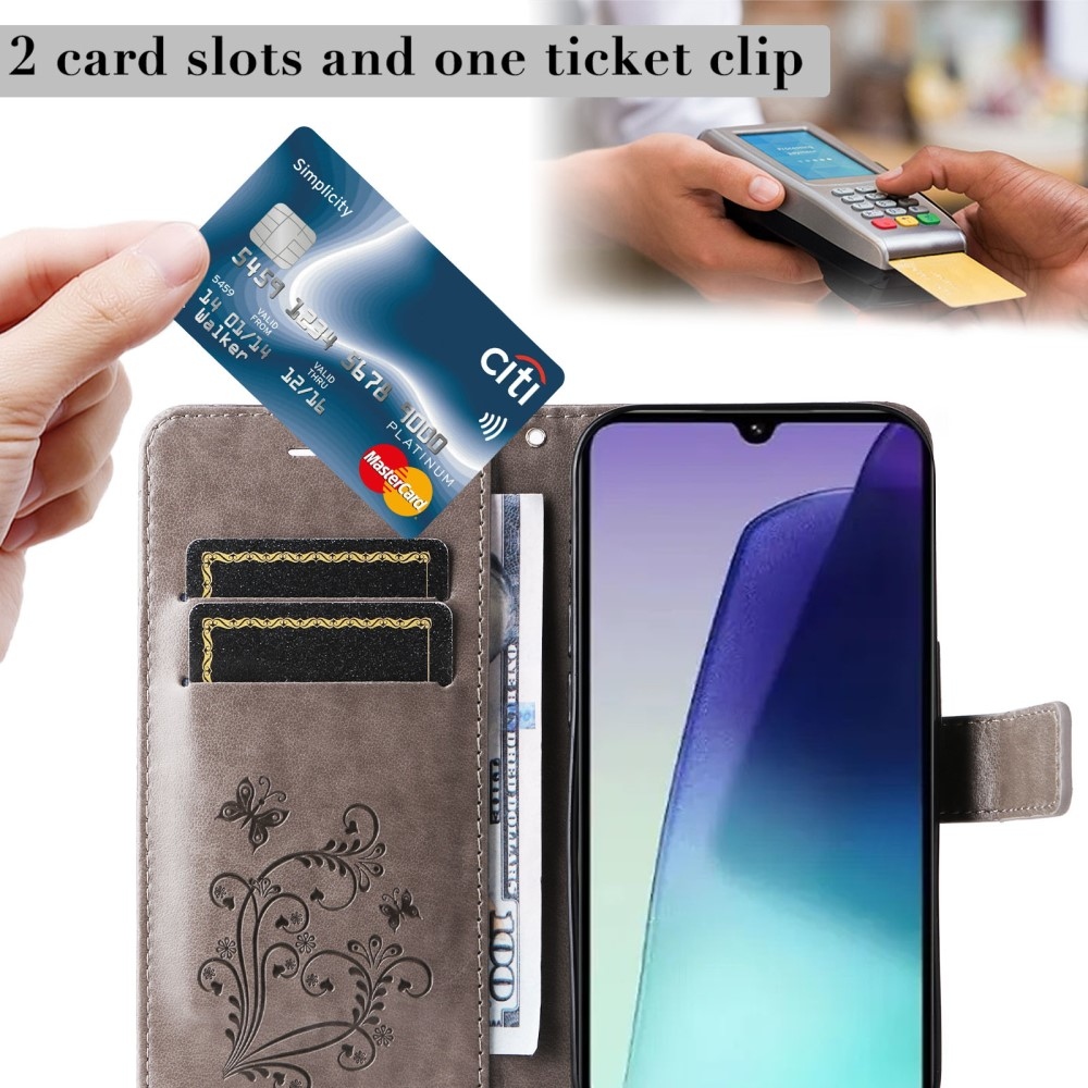 Nagy pillangó könyv tok Xiaomi Redmi 14C/Poco C75 - szürke