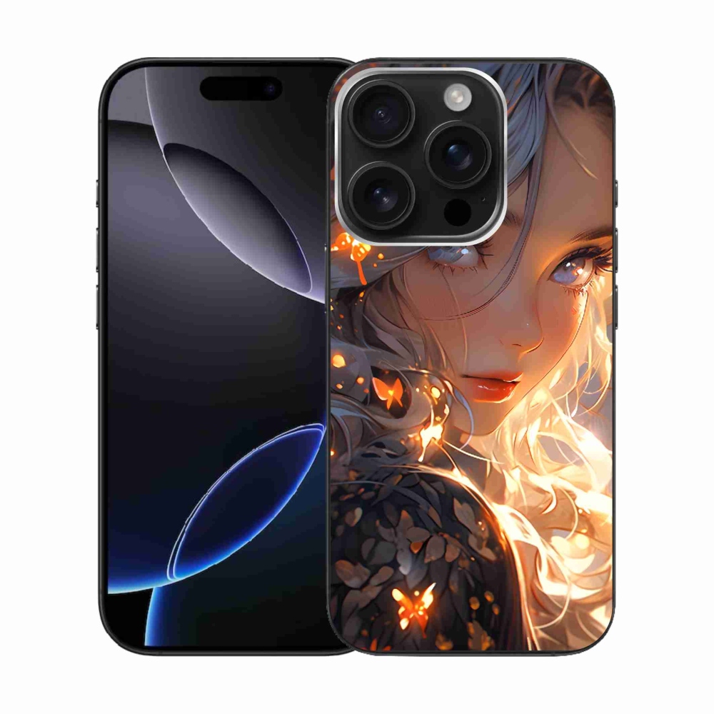 Gél borítás mmCase iPhone 16 Pro készülékhez - lány és pillangók