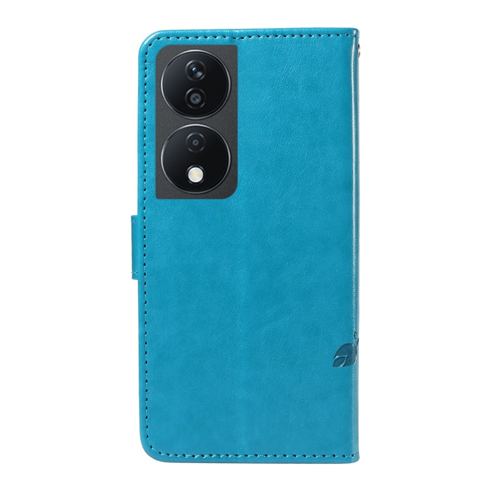 Virágok könyvtáska a Honor X7b/Honor 90 Smart készülékhez - kék