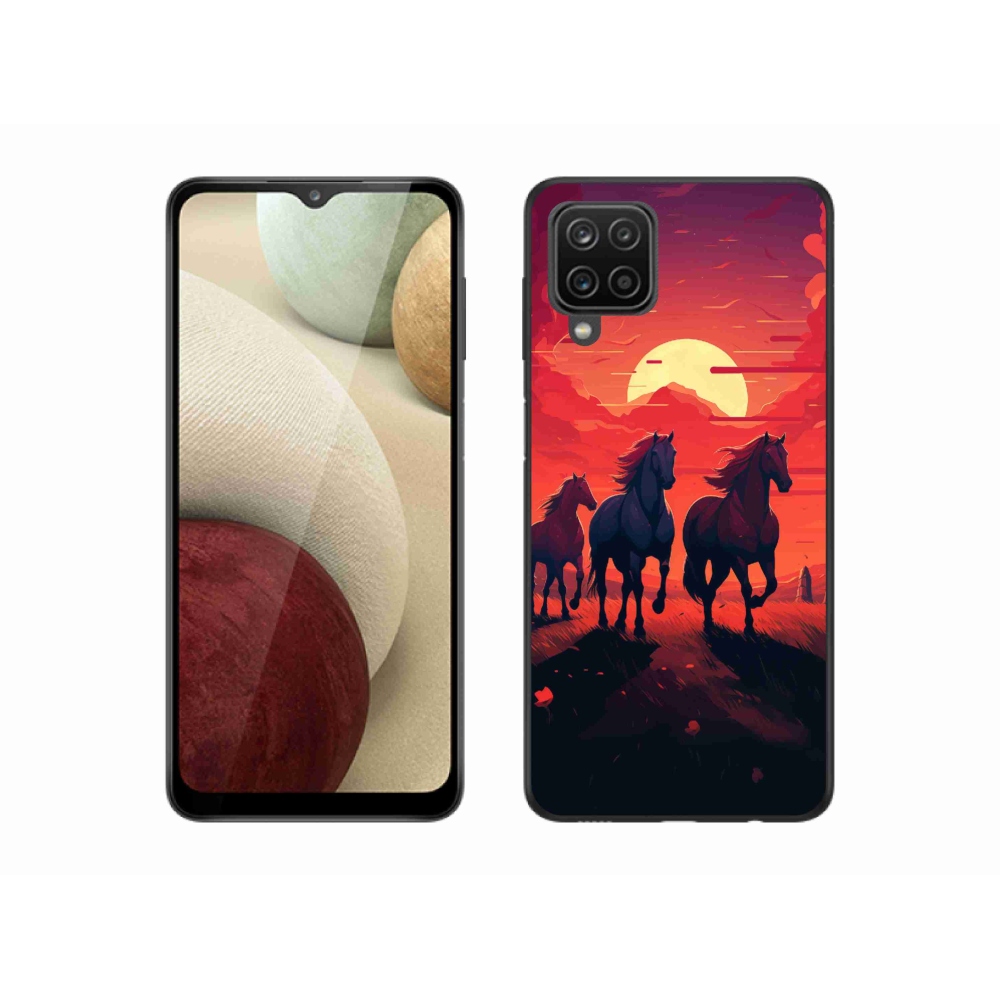 Gél borítás mmCase Samsung Galaxy M12 - lovak és naplemente