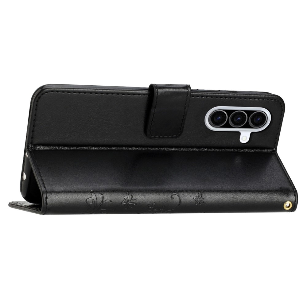 Virágok könyv tok Samsung Galaxy A26 5G-hez - fekete