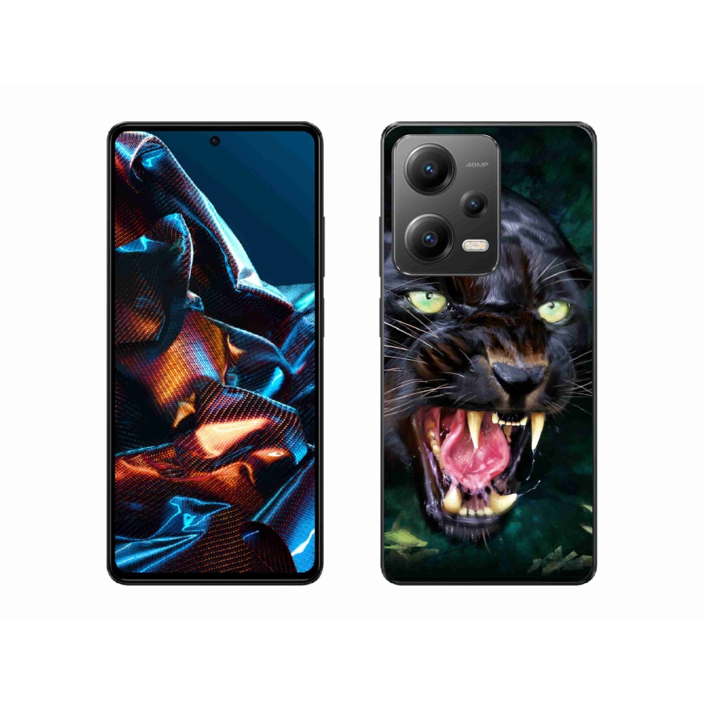 Gél borítás mmCase a Xiaomi Redmi Note 12 Pro 5G számára - dühös fekete párduc