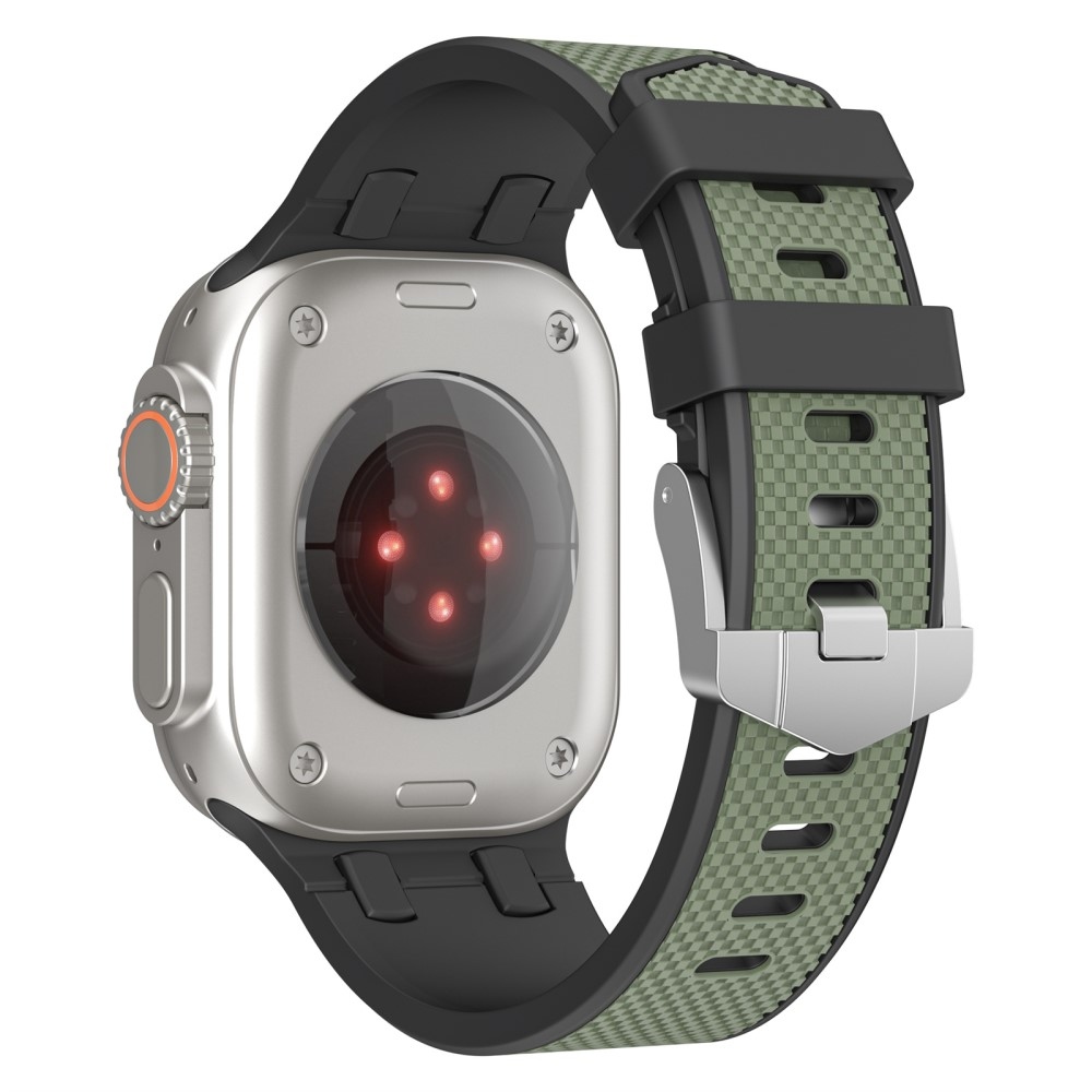 Sport szilikon szíj Apple Watch Ultra/Ultra 2 49mm/SE/SE 2022/2023 44mm/9/8/7 45mm/6/5/4 44mm/3/2/1 42 mm-es órához - fekete/sötétzöld