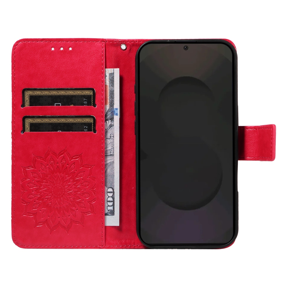 Napraforgó könyv tok Samsung Galaxy S25 FE készülékhez - piros