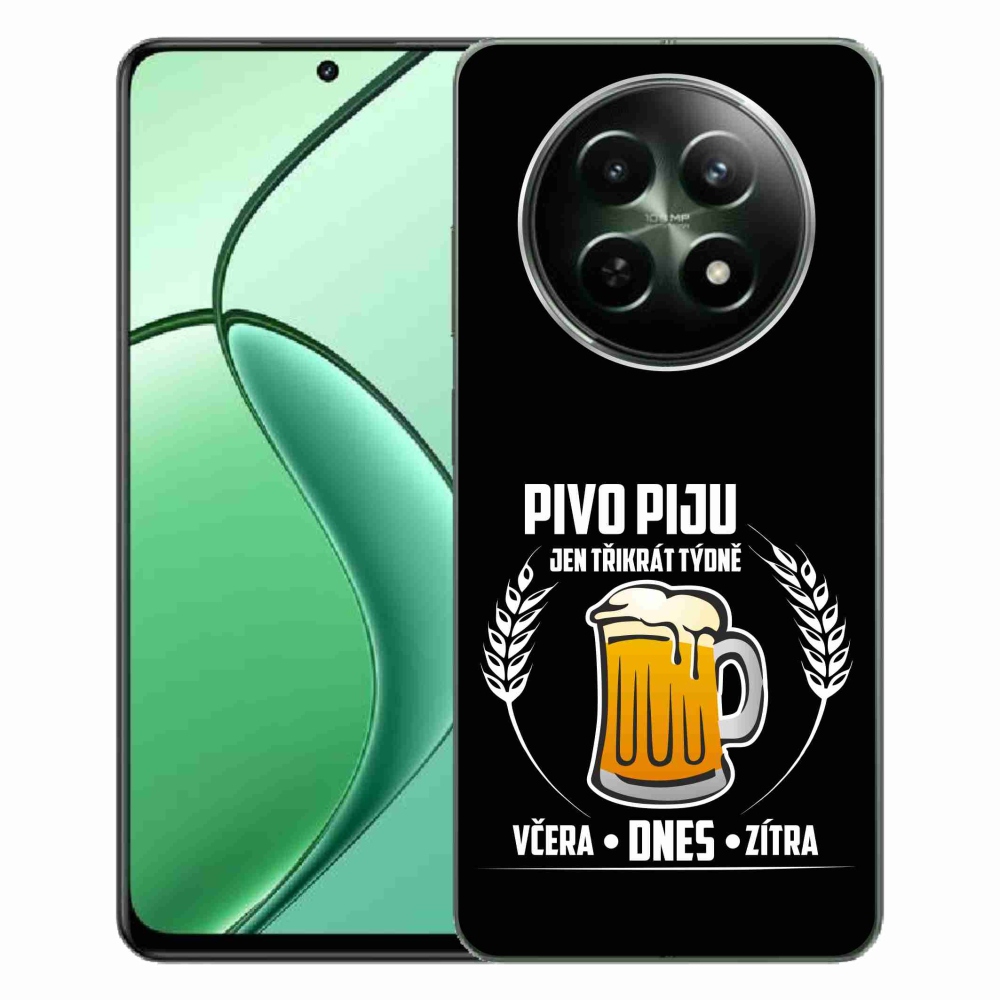 Gél borító mmCase a Realme 12 5G/12x 5G készülékhez - sör motívum fekete háttérrel