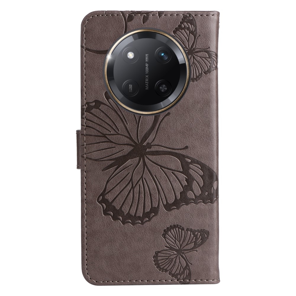 Nagy pillangó könyv tok a Honor Magic 7 Lite 5G számára - szürke