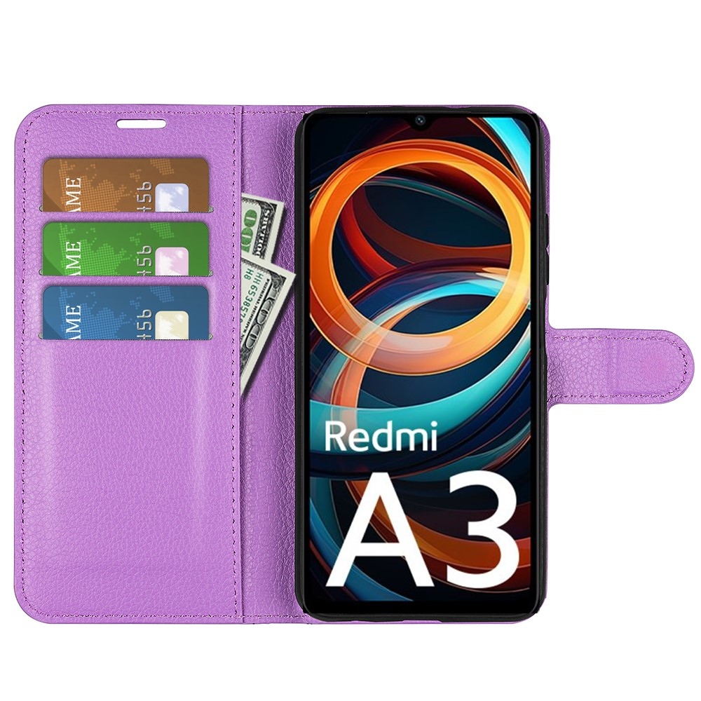 Litchi könyv tok Xiaomi Redmi A3-hoz - lila