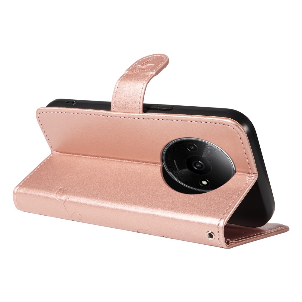 Virágok könyv tok Xiaomi Redmi A3-hoz - rózsaarany