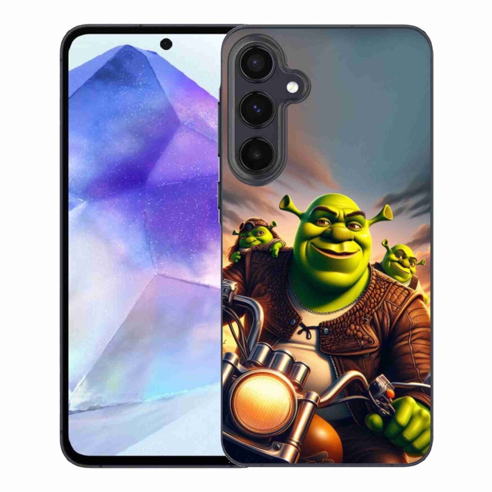 Zselés borítás mmCase Samsung Galaxy A55 5G - shrek egy motorkerékpárral