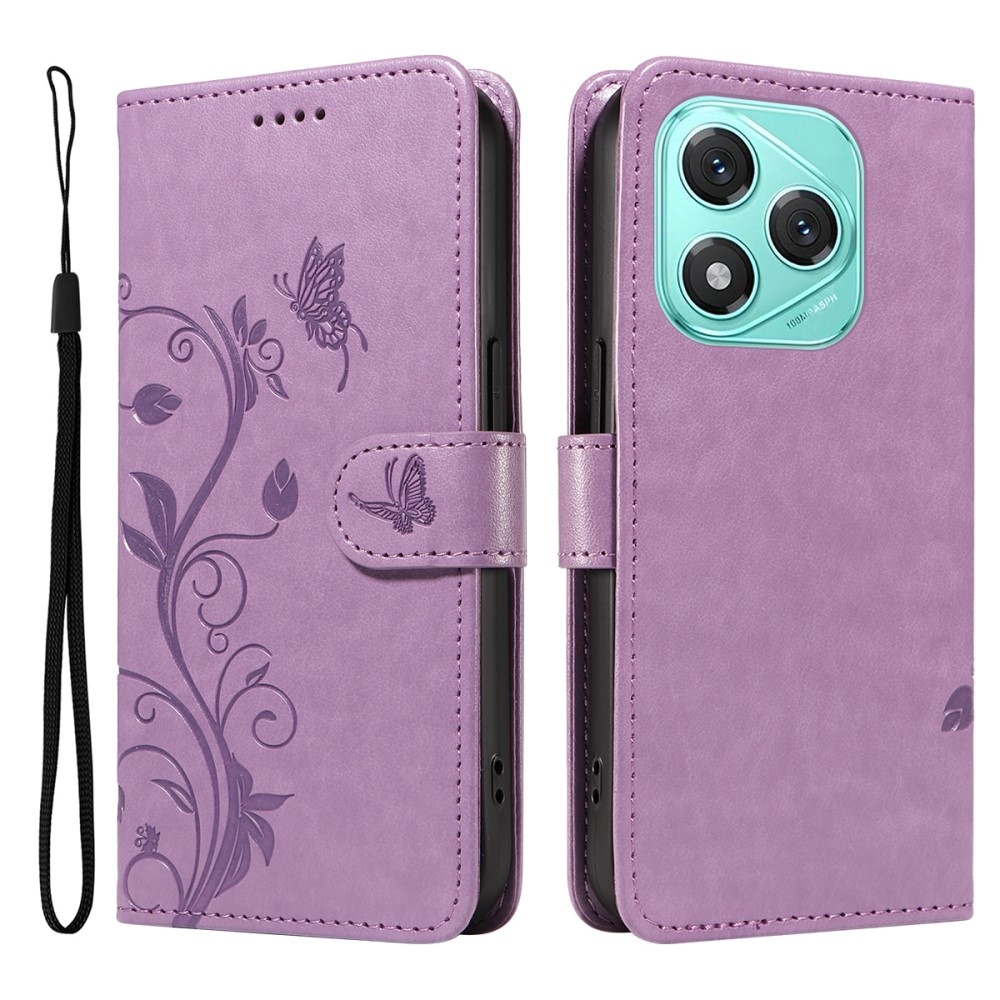 Virágok könyvtáska Honor 400 Lite-hoz - világos lila