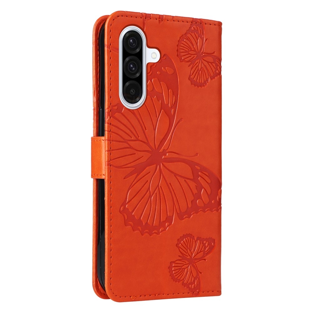 Nagy pillangó könyv tok Samsung Galaxy A36 5G - narancssárga