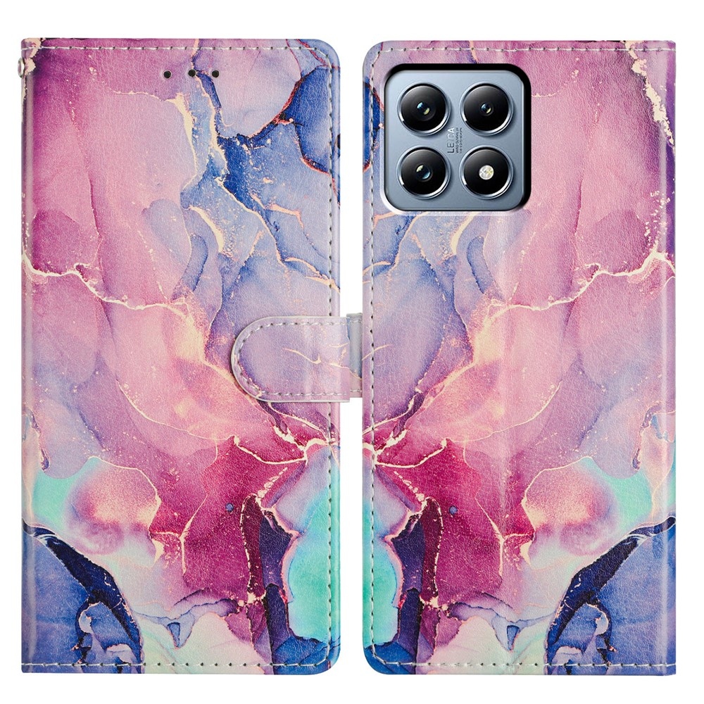 Biztonságos könyvtáska Xiaomi 15T-hez - rózsaszín-zöld márvány