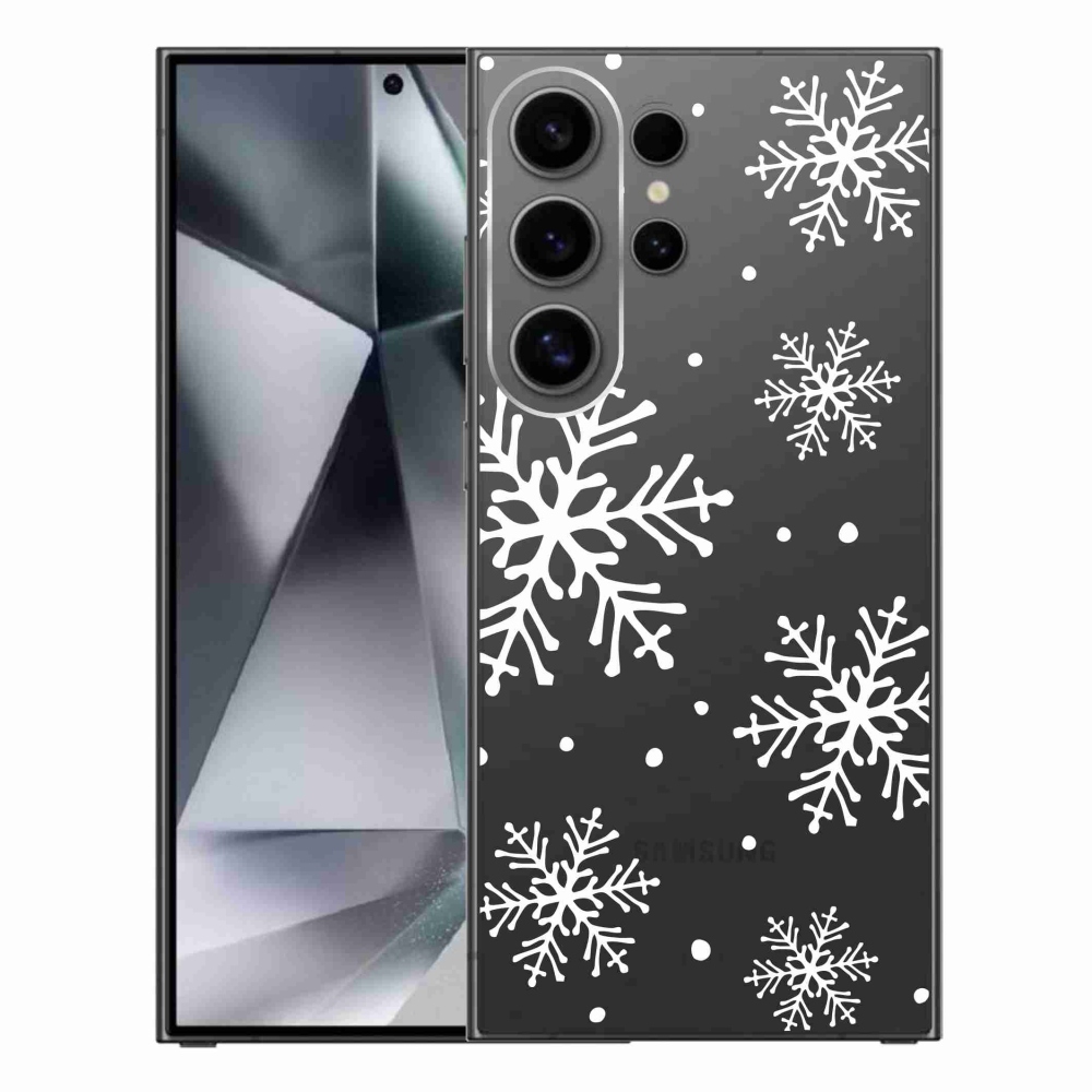 Zselés borítás mmCase Samsung Galaxy S24 Ultra - fehér pelyhek átlátszó háttéren