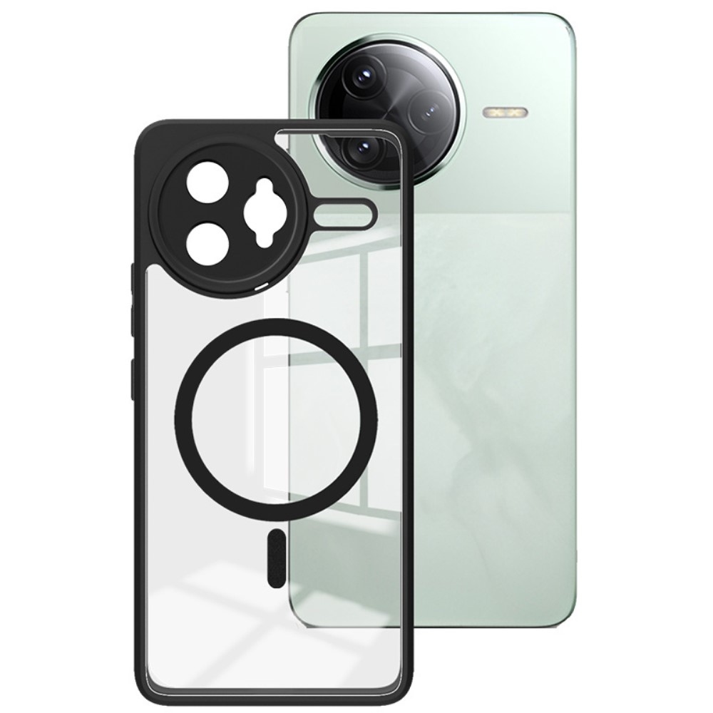 Átlátszó zselés tok MagSafe támogatással a Xiaomi Poco F7 Ultra 5G számára - fekete