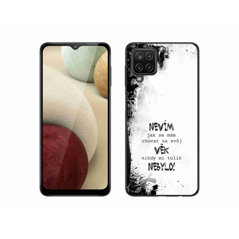 Gél borító mmCase Samsung Galaxy A12 készülékhez - vicces szöveg 14 fehér háttér
