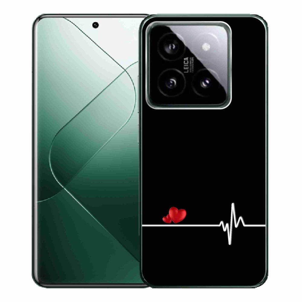 Gél borító mmCase a Xiaomi 14 Pro-hoz - szív és szívverés fekete háttérrel