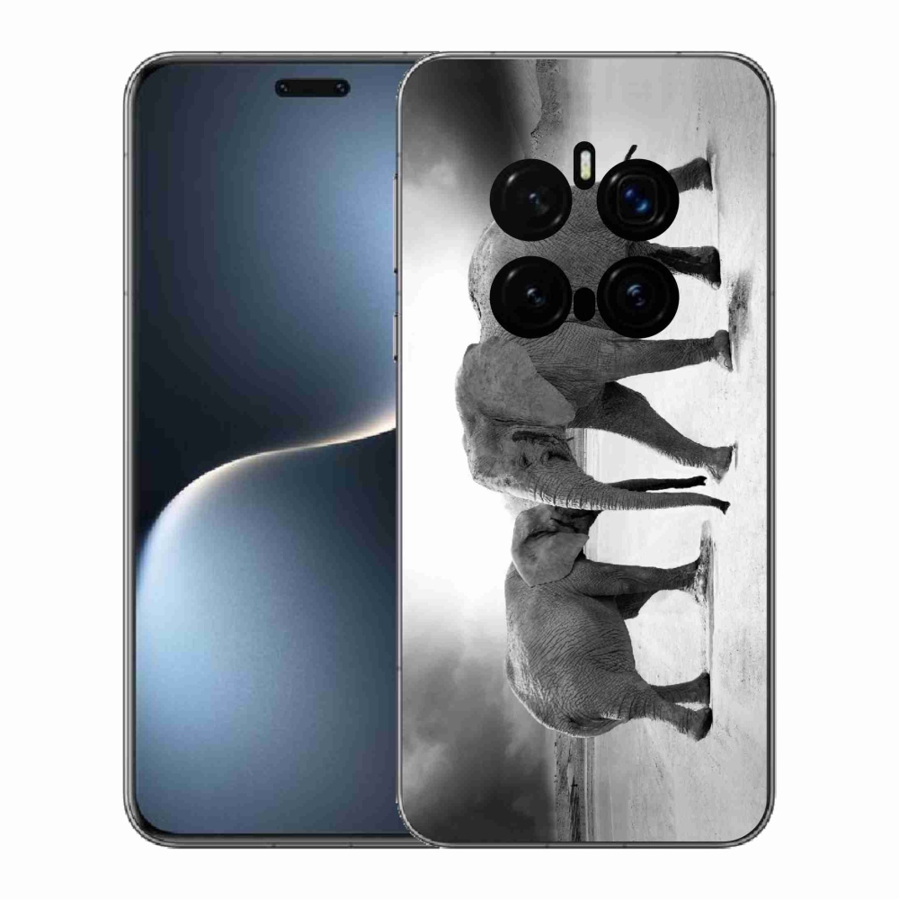Gél borítás mmCase a Honor Magic 7 Pro 5G készülékhez - fekete és fehér elefántok
