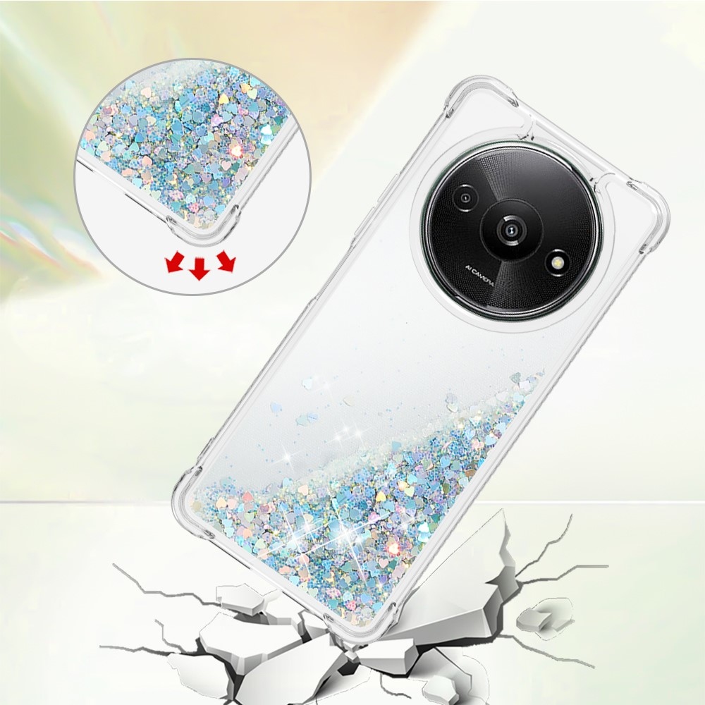 Glitter zselés homokóra tok Xiaomi Redmi A3-hoz - ezüst/szív