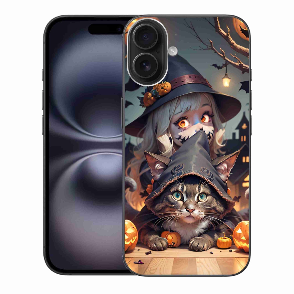 Gél borítás mmCase iPhone 16 Plus készülékhez - boszorkány macskával