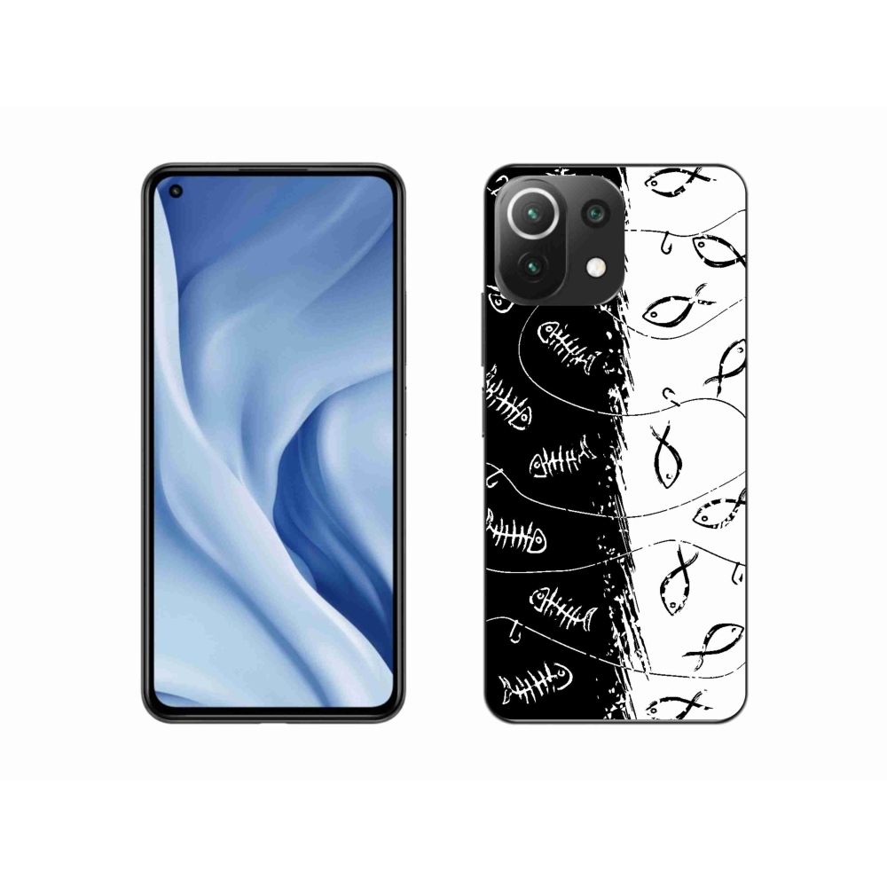 Gél borító mmCase a Xiaomi Mi 11 Lite 4G/5G számára - csontvázak és halak