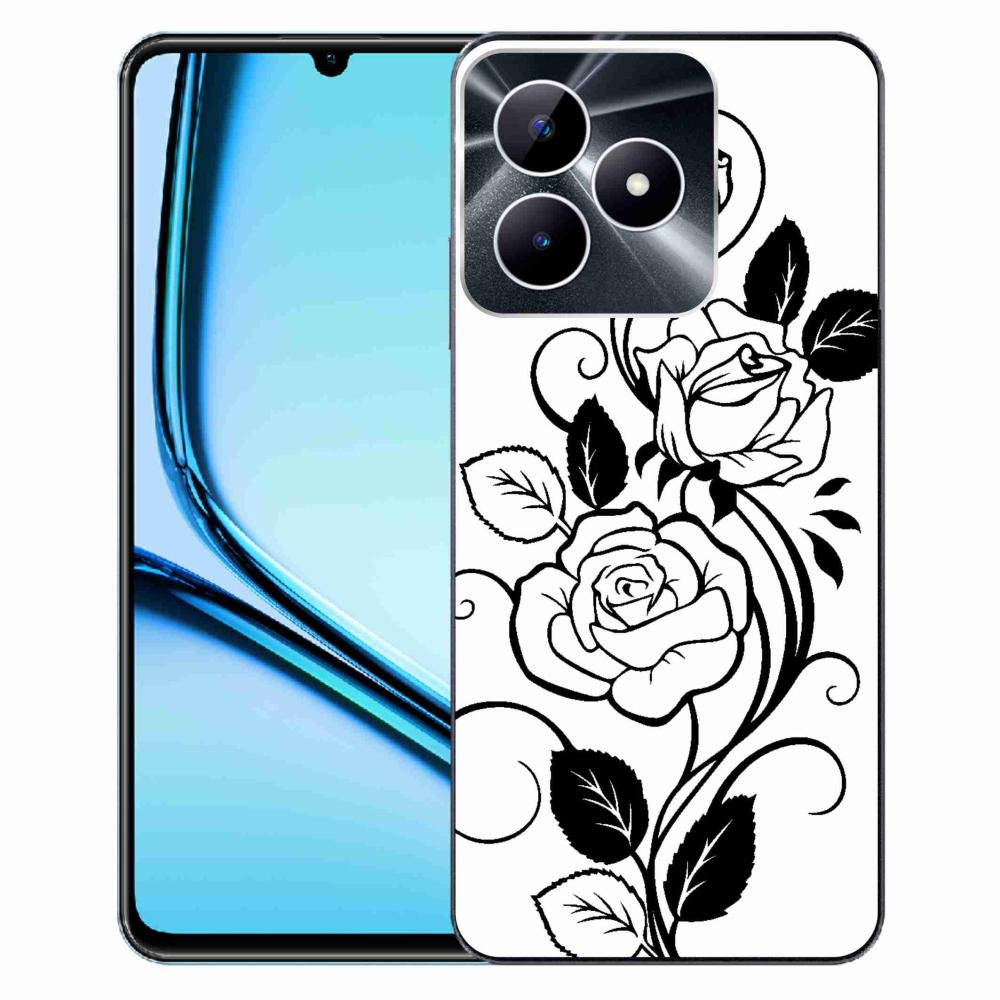 Zselés borító mmCase a Realme Note 50 készülékhez - fekete és fehér rózsa