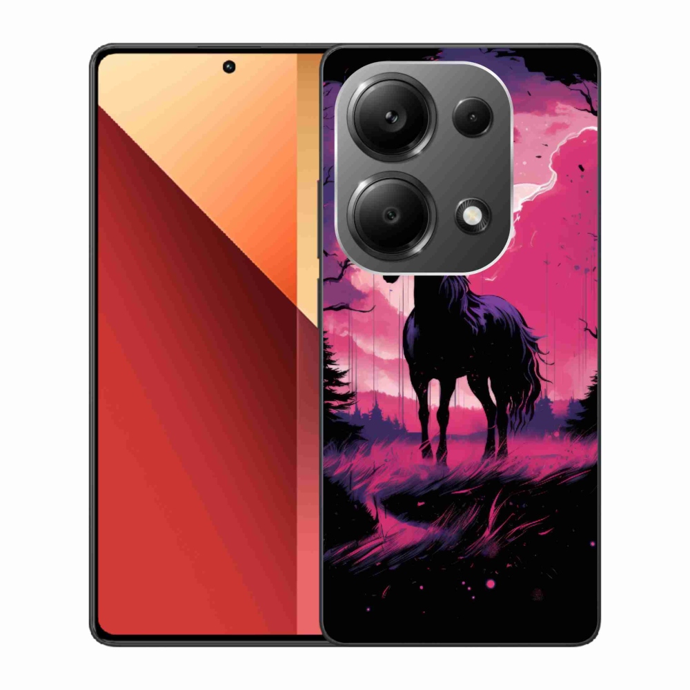 Gél borítás mmCase a Xiaomi Redmi Note 13 Pro 4G/Poco M6 Pro - fekete rajzfilm ló 1