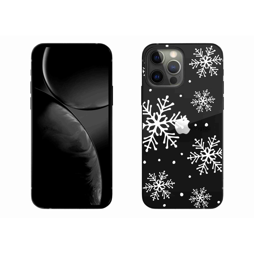 Zselés borítás mmCase iPhone 13 Pro Max 6.7 készülékhez - fehér hópelyhek átlátszó háttéren