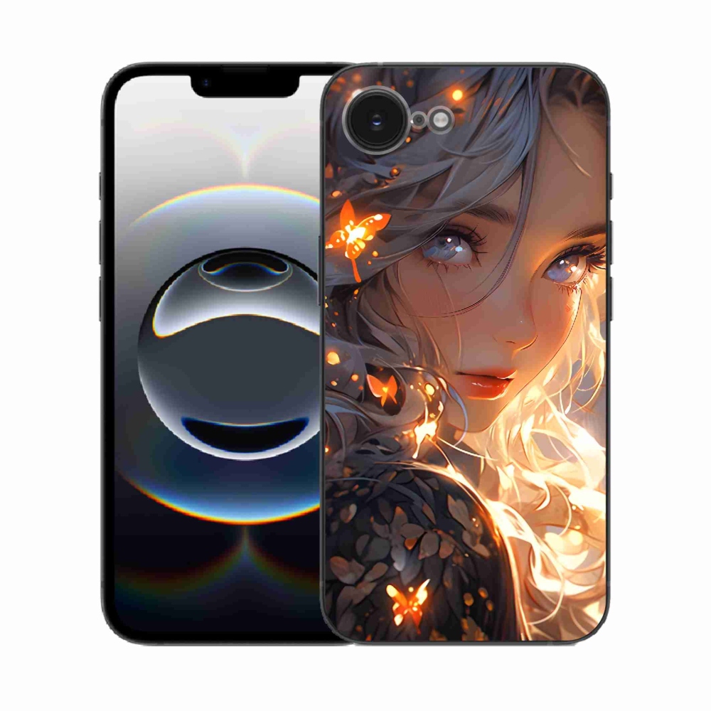 Gél borítás mmCase iPhone 16e készülékhez - lány és pillangók