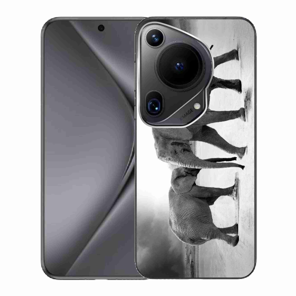 Gél borítás mmCase a Huawei Pura 70 Ultra készülékhez - fekete és fehér elefántok
