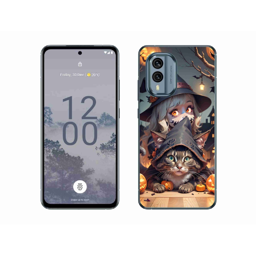 Zselés borítás mmCase a Nokia X30 5G készülékhez - boszorkány macskával