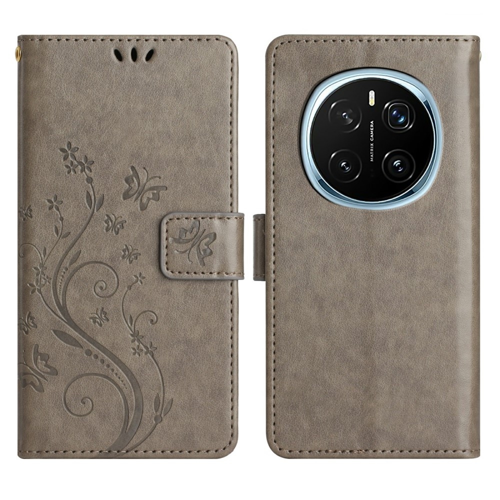 Virágok könyvtáska Honor Magic 7 Pro 5G-hez - szürke