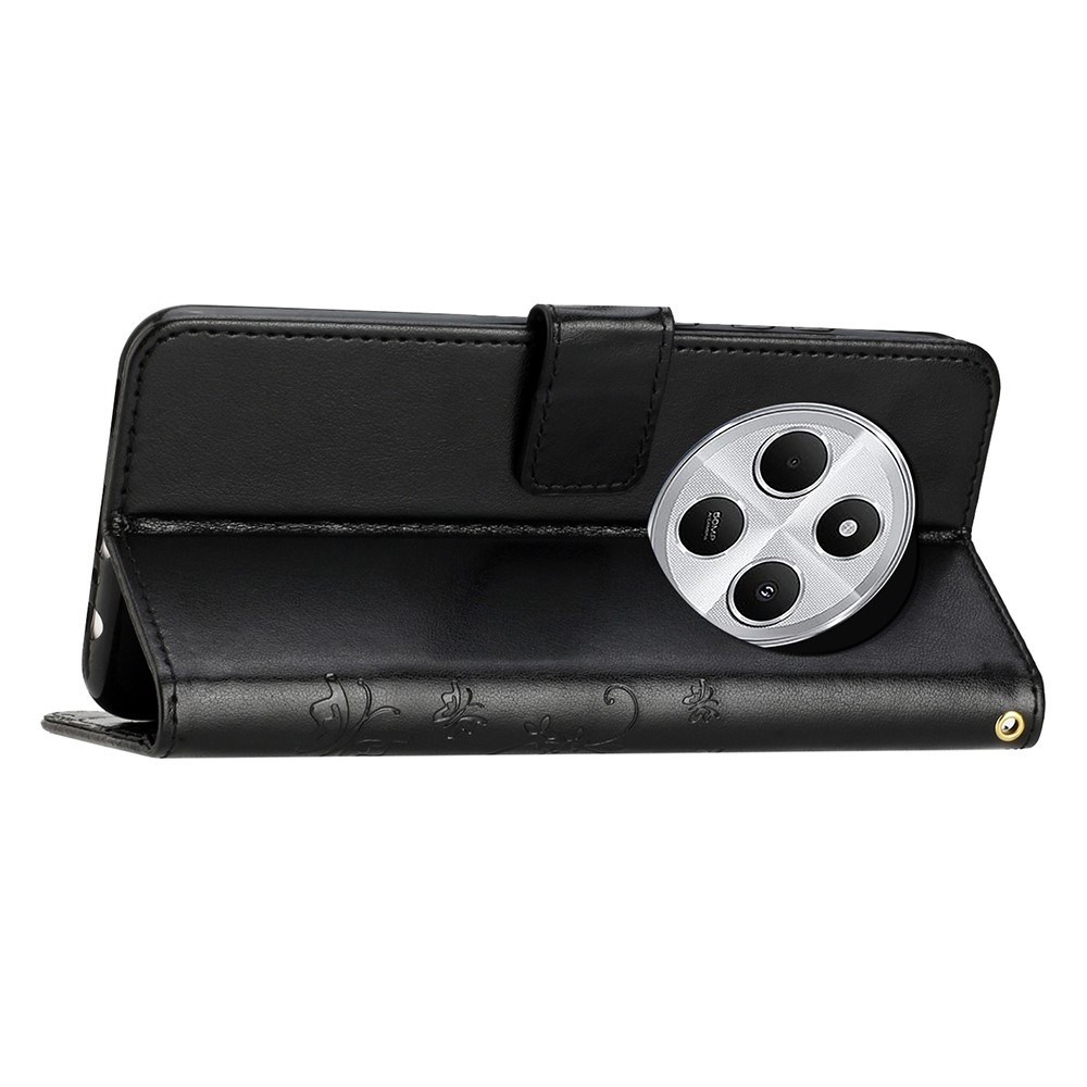 Virágok könyv tok Xiaomi Redmi 14C/Poco C75-hez - fekete