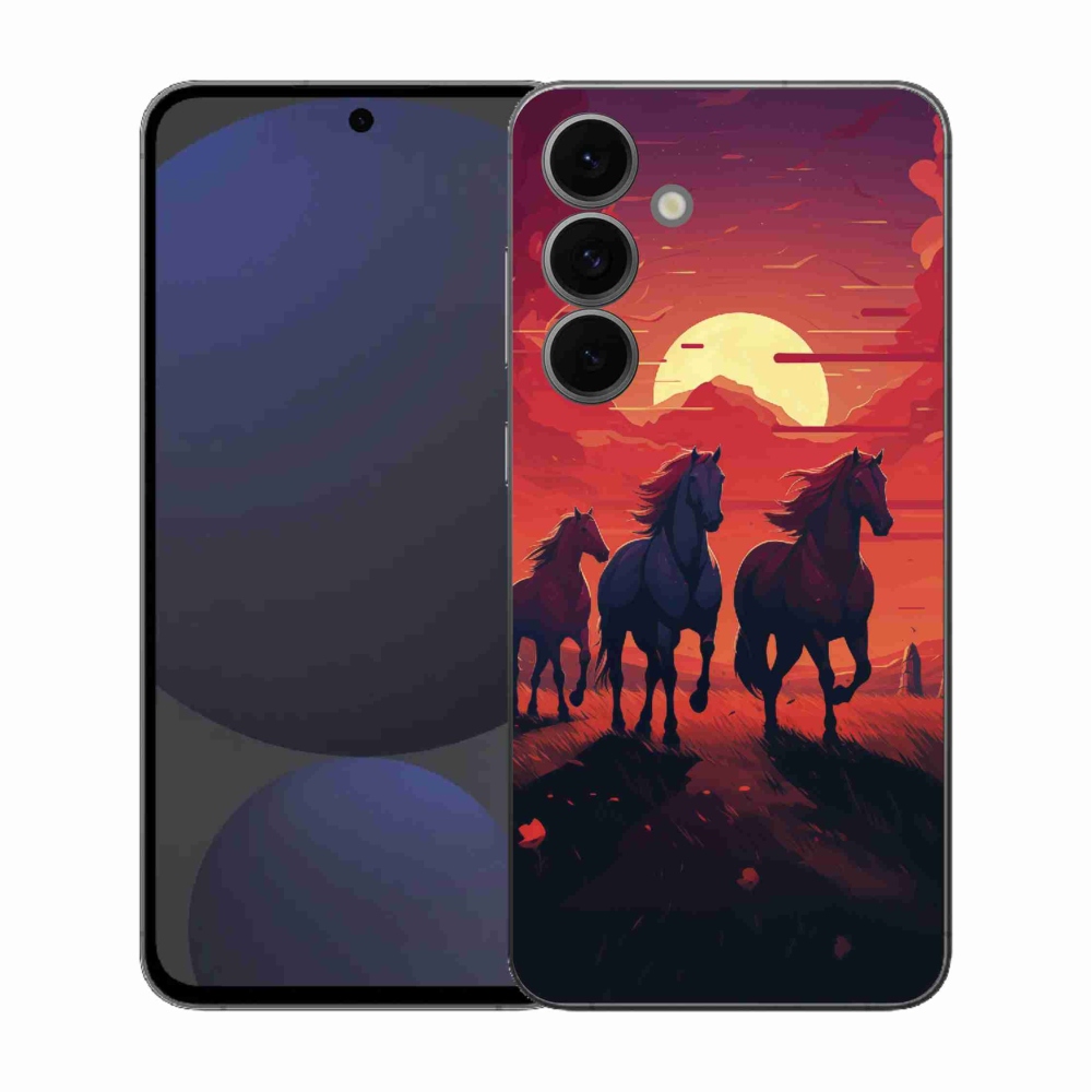 Gél borítás mmCase Samsung Galaxy S25 FE - lovak és naplemente